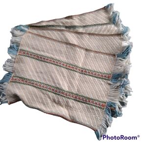 Vintage Southwestern Boho Woven Knit Fringe Striped Dinner Placemats Set Of 4